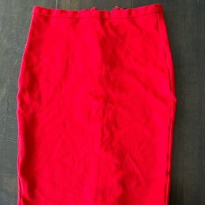 Body by Victoria Pencil Midi Skirt Casual Office High Waist Zip Back Red Size 0